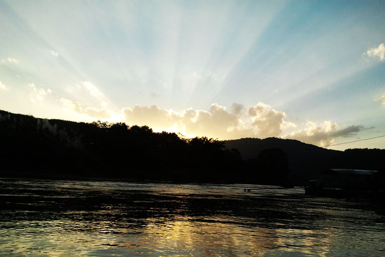 Sunset at hotel front, Thaton, Thailand